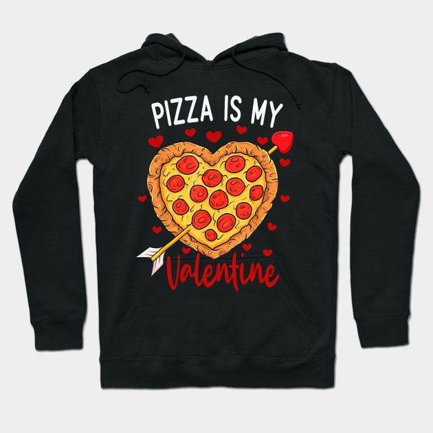 Pizza Is My Valentine Funny Valentines Day Heart Shape 2024 Hoodie by Neldy